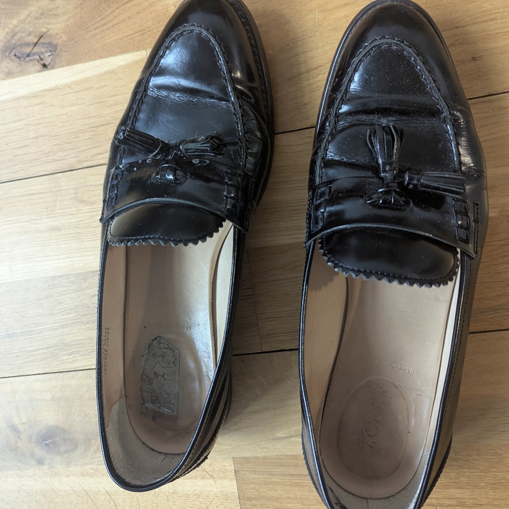J. Crew Black Leather Loafers Timeless Slip-Ons